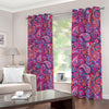 Purple And Pink Paisley Pattern Print Blackout Grommet Curtains