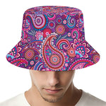 Purple And Pink Paisley Pattern Print Bucket Hat