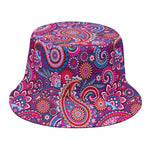 Purple And Pink Paisley Pattern Print Bucket Hat