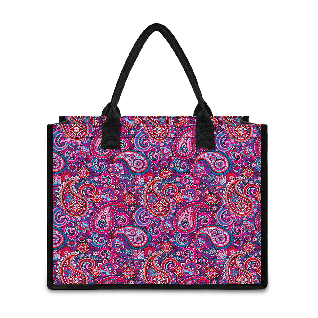 Purple And Pink Paisley Pattern Print Canvas Tote Bag