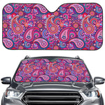 Purple And Pink Paisley Pattern Print Car Windshield Sun Shade
