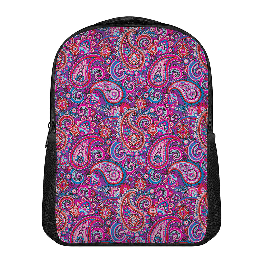 Purple And Pink Paisley Pattern Print Casual Backpack