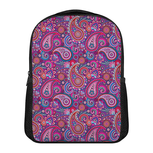 Purple And Pink Paisley Pattern Print Casual Backpack