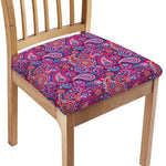 Purple And Pink Paisley Pattern Print Chair Cushion Cover