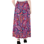 Purple And Pink Paisley Pattern Print Chiffon Maxi Skirt