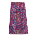 Purple And Pink Paisley Pattern Print Cotton Front Slit Maxi Skirt