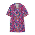 Purple And Pink Paisley Pattern Print Cotton Hawaiian Shirt