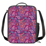 Purple And Pink Paisley Pattern Print Crossbody Lunch Bag