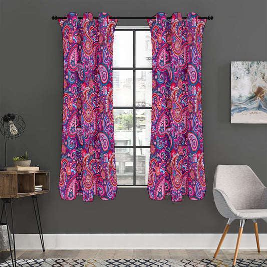 Purple And Pink Paisley Pattern Print Curtain
