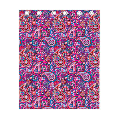 Purple And Pink Paisley Pattern Print Curtain
