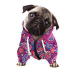 Purple And Pink Paisley Pattern Print Dog Zip Up Hoodie