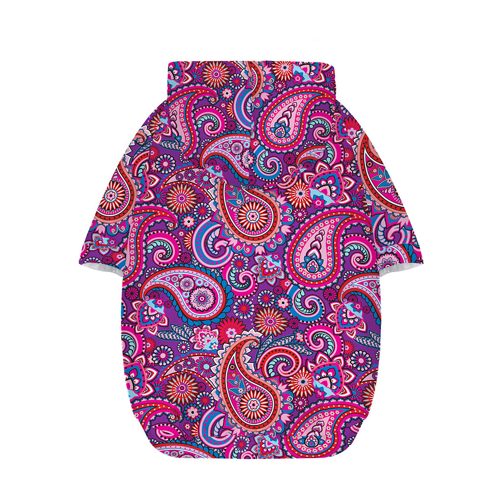 Purple And Pink Paisley Pattern Print Dog Zip Up Hoodie