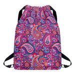 Purple And Pink Paisley Pattern Print Drawstring Backpack
