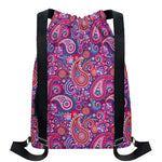 Purple And Pink Paisley Pattern Print Drawstring Backpack