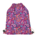 Purple And Pink Paisley Pattern Print Drawstring Bag