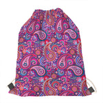 Purple And Pink Paisley Pattern Print Drawstring Bag