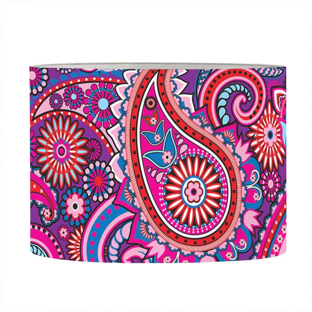 Purple And Pink Paisley Pattern Print Drum Lamp Shade