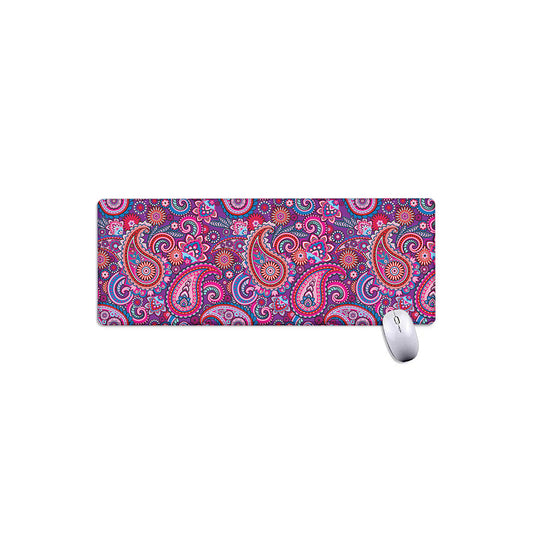 Purple And Pink Paisley Pattern Print Extended Mouse Pad