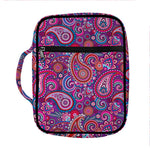 Purple And Pink Paisley Pattern Print Front Pocket Bible Bag