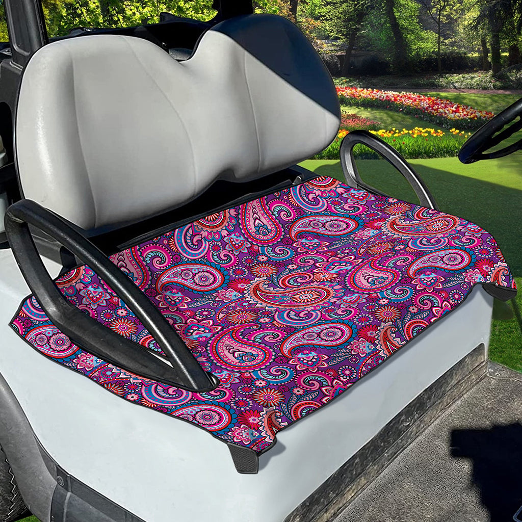 Purple And Pink Paisley Pattern Print Golf Cart Seat Cover