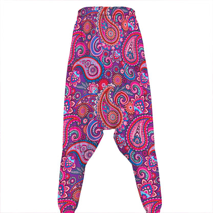 Purple And Pink Paisley Pattern Print Hammer Pants