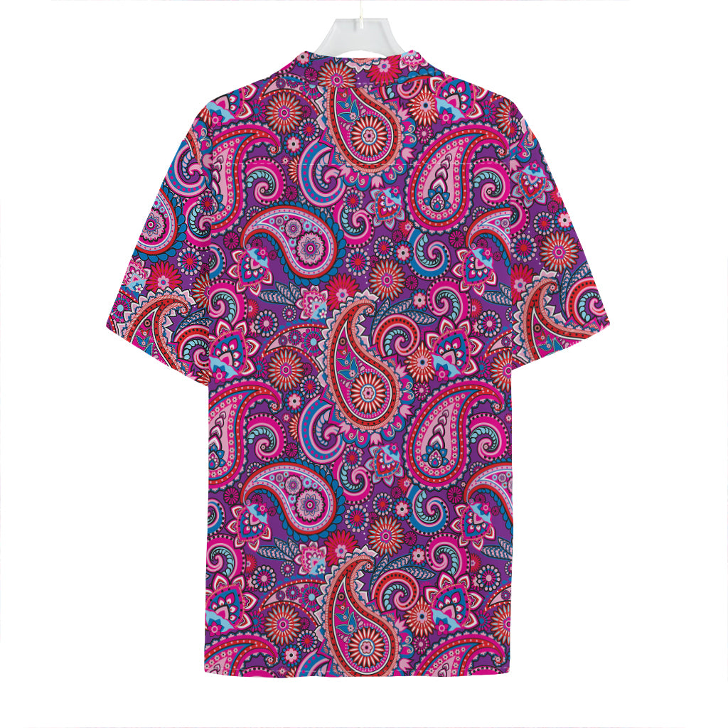 Purple And Pink Paisley Pattern Print Hawaiian Shirt