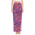 Purple And Pink Paisley Pattern Print High Slit Maxi Skirt
