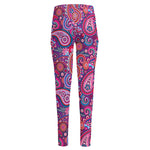 Purple And Pink Paisley Pattern Print High-Waisted Pocket Leggings
