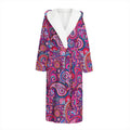Purple And Pink Paisley Pattern Print Hooded Bathrobe