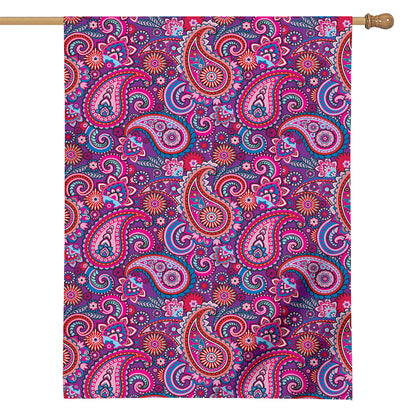 Purple And Pink Paisley Pattern Print House Flag