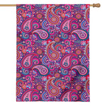 Purple And Pink Paisley Pattern Print House Flag