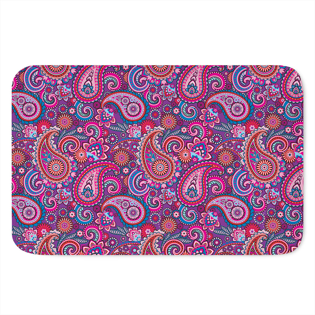 Purple And Pink Paisley Pattern Print Indoor Door Mat