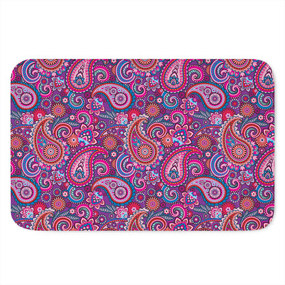 Purple And Pink Paisley Pattern Print Indoor Door Mat