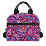 Purple And Pink Paisley Pattern Print Insulated Lunch Bag