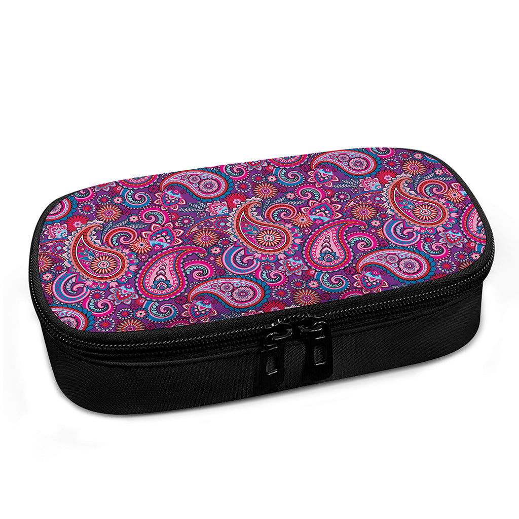 Purple And Pink Paisley Pattern Print Insulin Cooler Travel Case