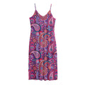 Purple And Pink Paisley Pattern Print Jersey Midi Cami Dress