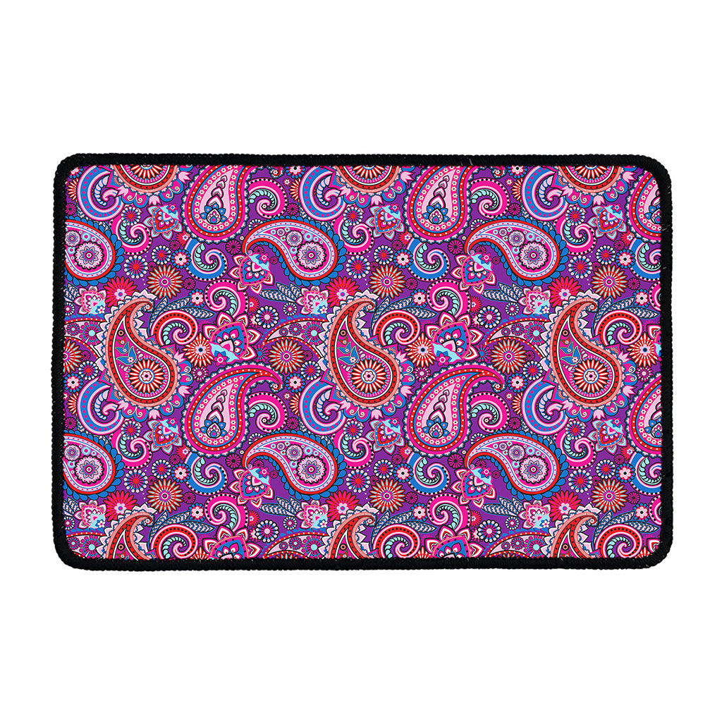 Purple And Pink Paisley Pattern Print Kitchen Mat