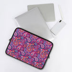 Purple And Pink Paisley Pattern Print Laptop Sleeve
