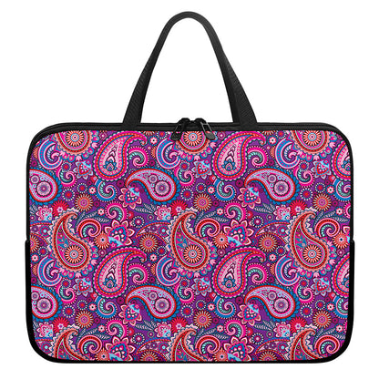 Purple And Pink Paisley Pattern Print Laptop Sleeve With Handle