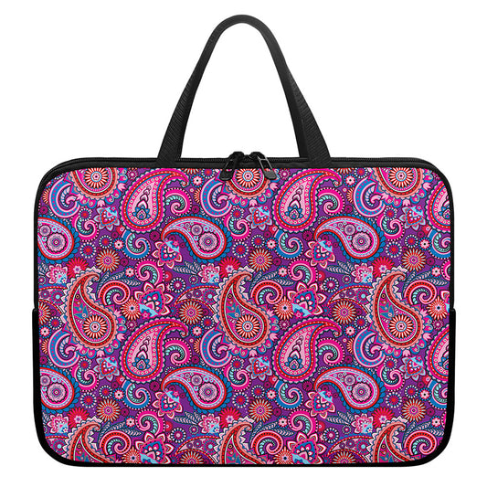 Purple And Pink Paisley Pattern Print Laptop Sleeve With Handle