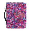 Purple And Pink Paisley Pattern Print Leather Bible Cover