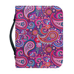 Purple And Pink Paisley Pattern Print Leather Bible Cover