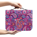 Purple And Pink Paisley Pattern Print Leather Bible Cover