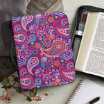 Purple And Pink Paisley Pattern Print Leather Bible Cover