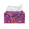 Purple And Pink Paisley Pattern Print Leather Tissue Box Cover