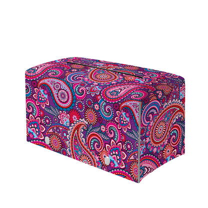 Purple And Pink Paisley Pattern Print Leather Tissue Box Cover
