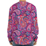 Purple And Pink Paisley Pattern Print Long Sleeve Baseball Jersey