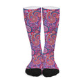Purple And Pink Paisley Pattern Print Long Socks