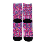 Purple And Pink Paisley Pattern Print Long Socks