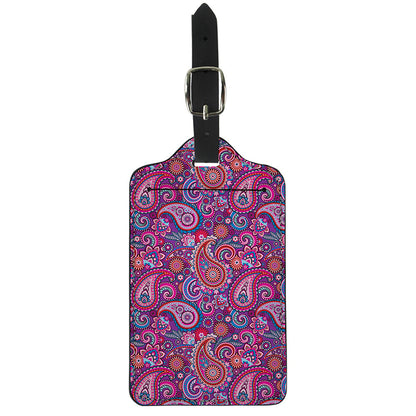 Purple And Pink Paisley Pattern Print Luggage Tag